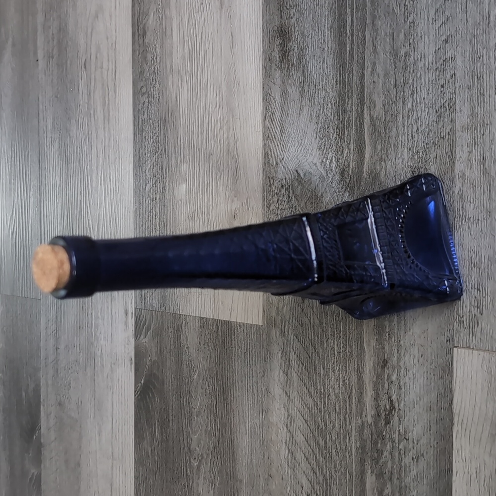 Vintage cobalt blue glass Eiffel Tower bottle or bud vase